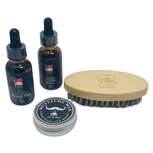 G.B.S GENTS Beard Grooming Kit for Men - Beard Brush, Mustache Wax, Conditioning Beard Oil & Nourishing Beard Serum - Softens, Styles & Maintains Beauty and Personal Care G.B.S