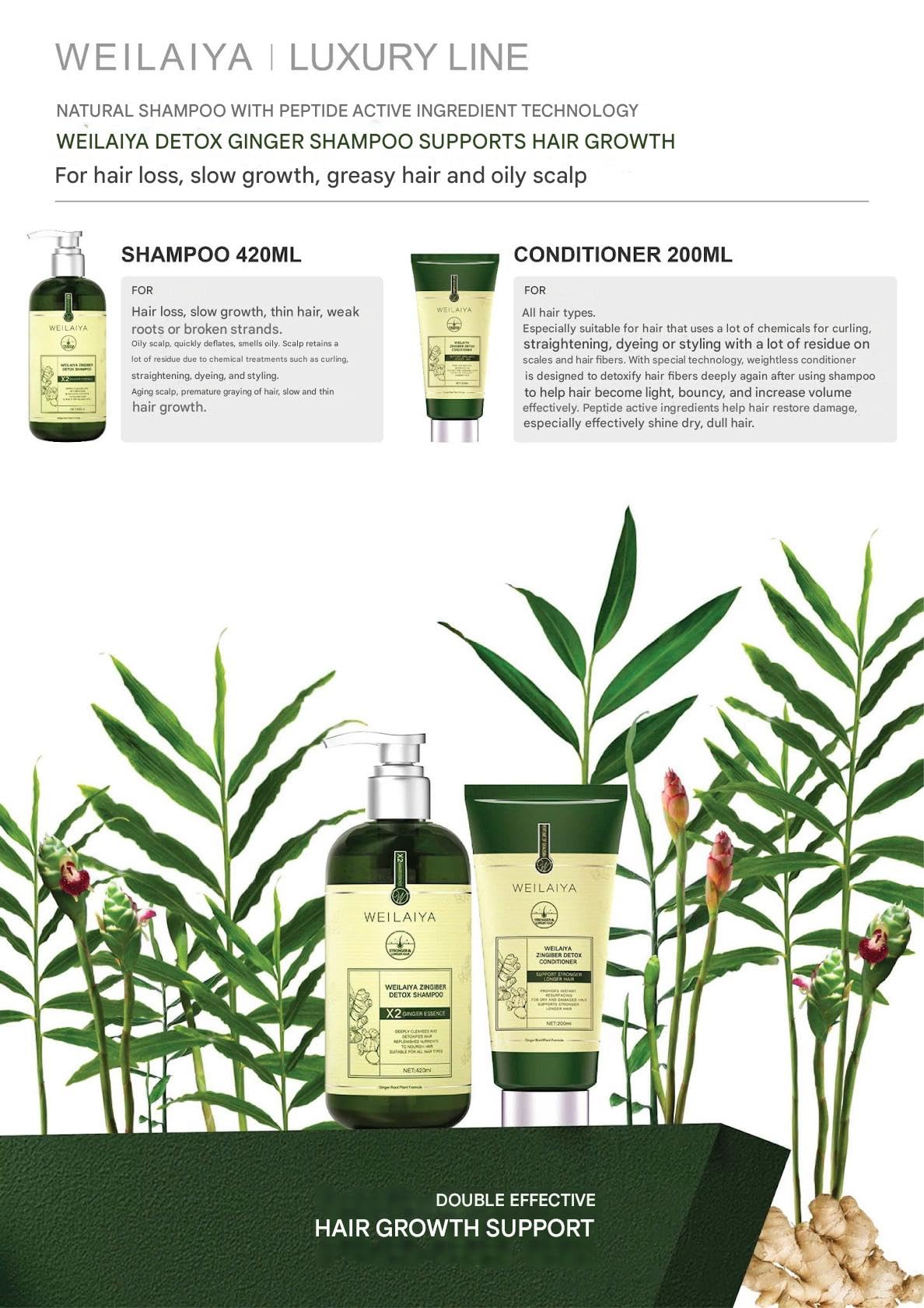 WEILAIYA LUXURY ZINGIBER DETOX SHAMPOO/CONDITIONER Beauty & Personal Care Weilaiya