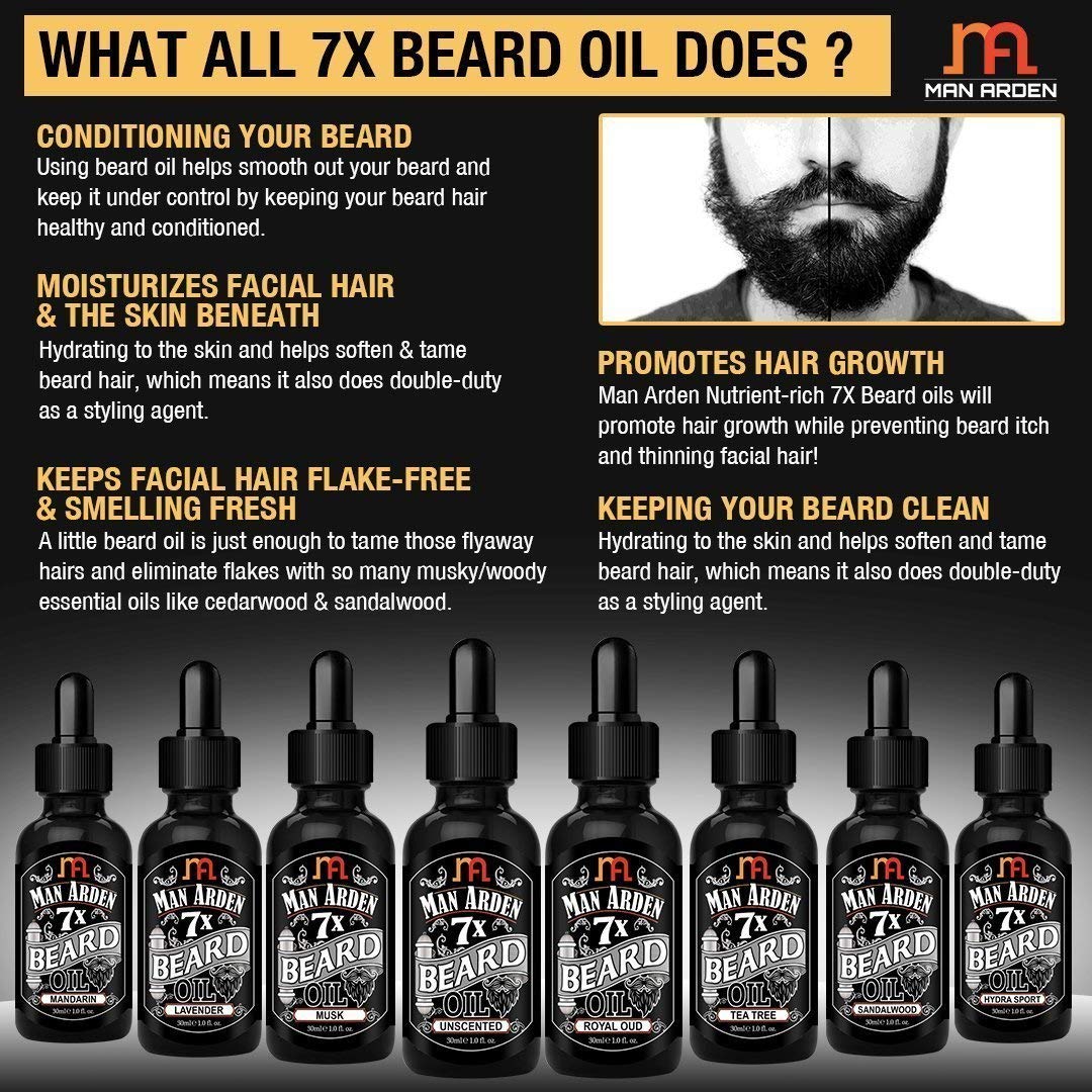 Man Arden 7X Beard Oil 30ml (Love Spell) - 7 Premium Oils Blend for Beard Growth & Nourishment Beauty and Personal Care Man Arden