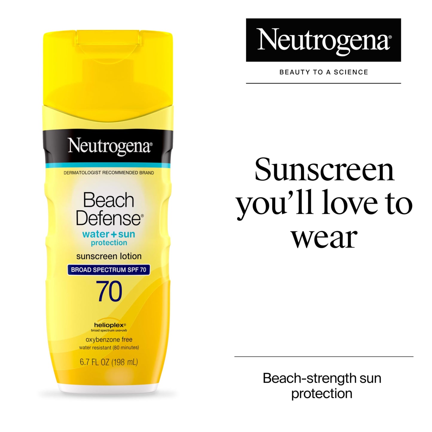 Neutrogena Sunscreen Lotion Beach Defense SPF 70, Face and Body Sunscreen, Hawaii Reef Act 104 Compliant, Octinoxate & Oxybenzone Free, Oil Free, Fast Beauty & Personal Care Neutrogena