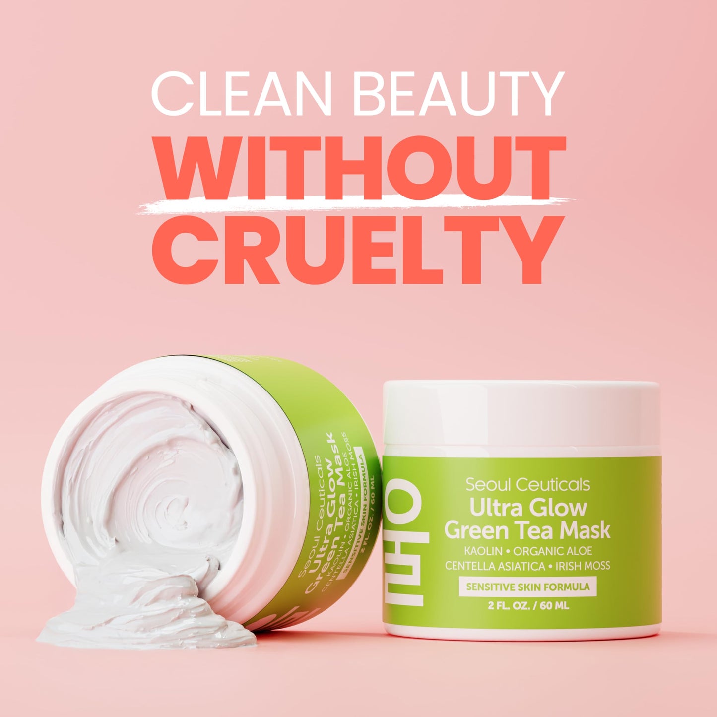 SeoulCeuticals Korean Skin Care Face Mask for Sensitive Skin - Korean Skincare Green Tea Wash Off Masks - K Beauty Face Masks - Aloe Vera Mask + Beauty & Personal Care SeoulCeuticals