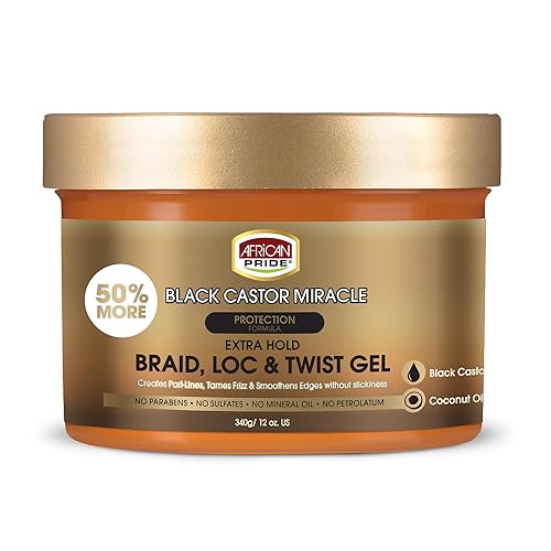 African Pride Black Castor Miracle Extra Hold Braid, Loc, Twist Gel - Extreme Hold Braiding Hair Gel, Edge Control & Tames Frizz, No Flake | Natural Beauty & Personal Care African Pride