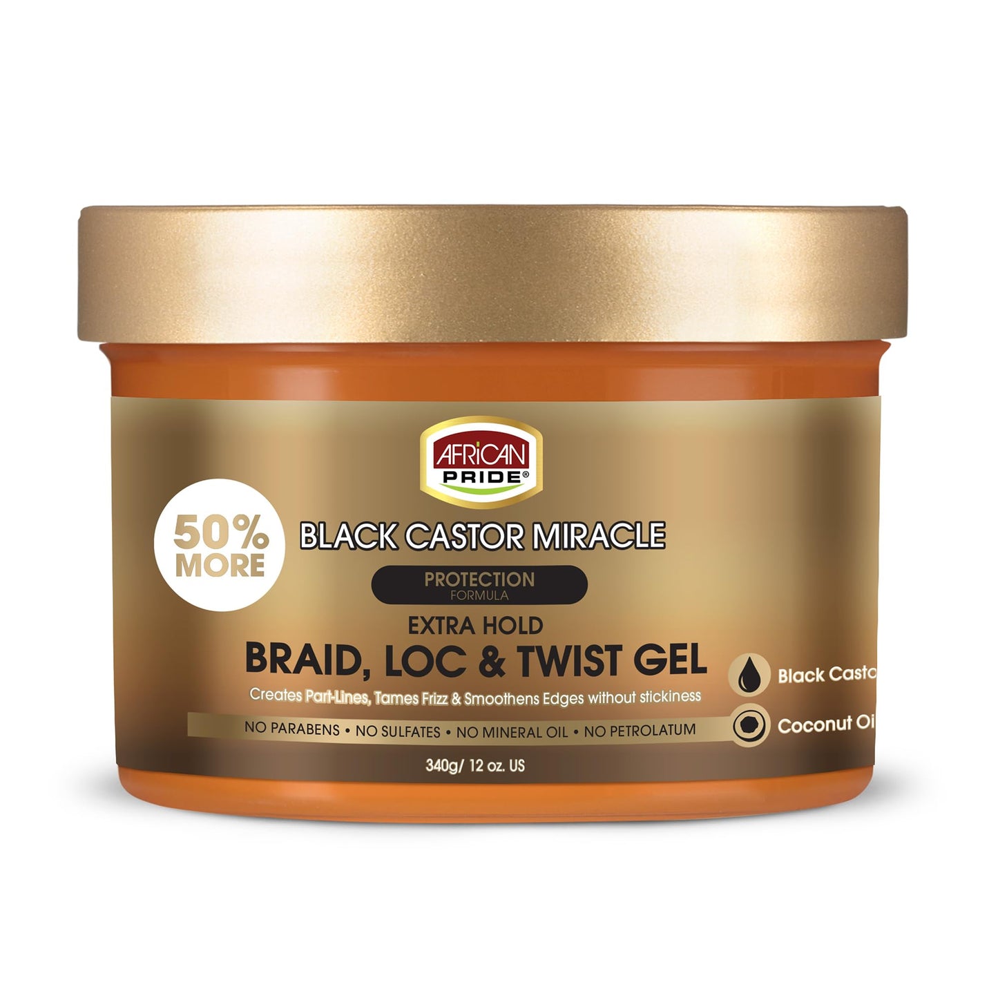 African Pride Black Castor Miracle Extra Hold Braid, Loc, Twist Gel - Extreme Hold Braiding Hair Gel, Edge Control & Tames Frizz, No Flake | Natural Beauty & Personal Care African Pride