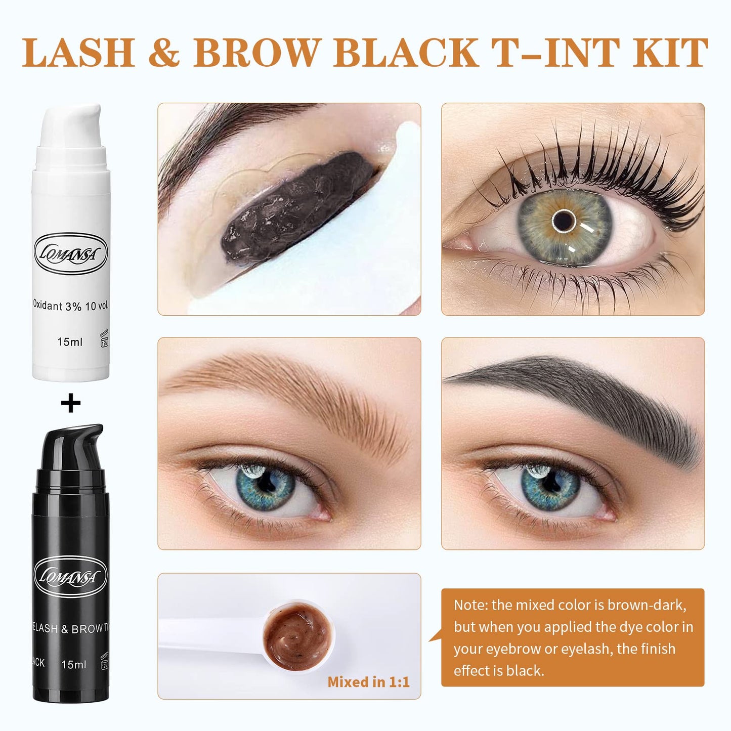 Lomansa Lash Lift and Black Kit, Instant Fuller Eyelash Lift Brow Lamination Kit with Black Colors, Fast Quick Lifting and Voluminous Coloring Beauty & Personal Care Lomansa