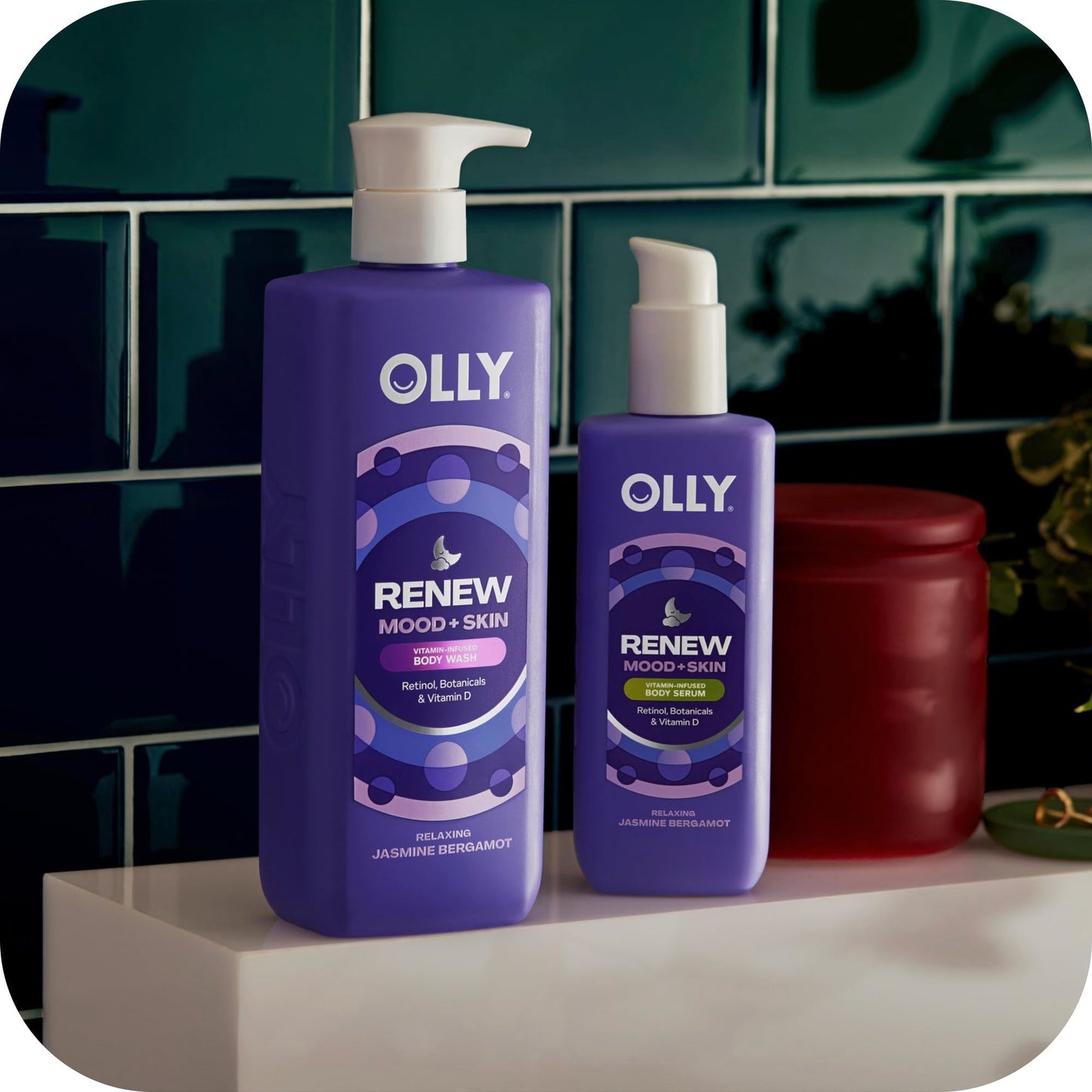 OLLY Renew Body Wash with Vitamin D, Retinol & Botanicals - Nourishing Cleanser for Skin Barrier Repair, Deep Hydration, Jasmine Bergamot Scent, 17oz Beauty & Personal Care OLLY