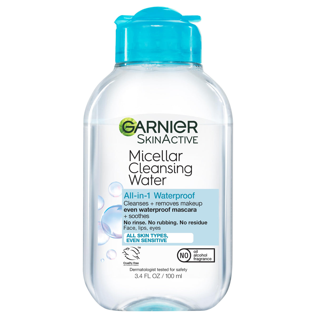Garnier SkinActive Micellar Cleansing Water, For Waterproof Makeup, 3.4 Fl Oz