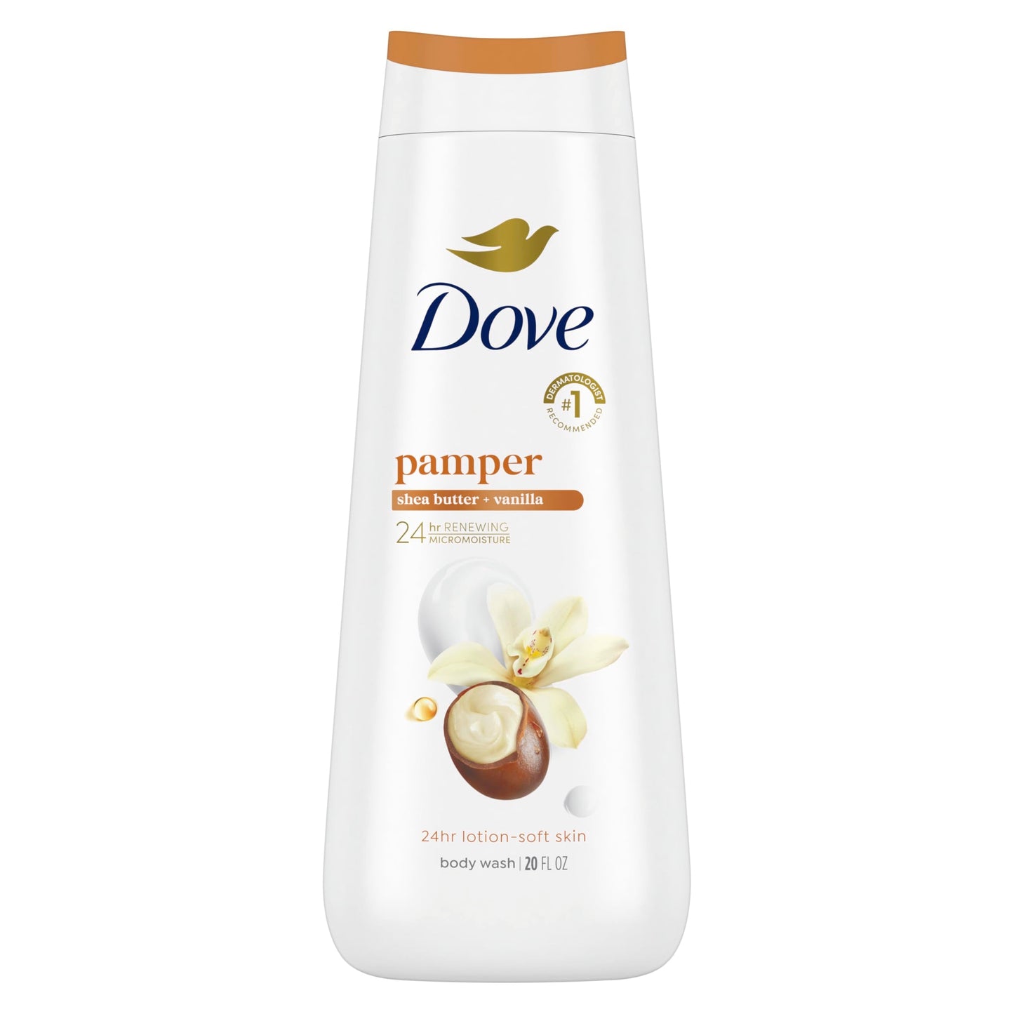 Dove Body Wash Pamper Shea Butter & Vanilla for 24hr Lotion-Soft Skin Moisturizing Skin Cleanser with No Sulfates No Parabens 20 oz Beauty & Personal Care Dove