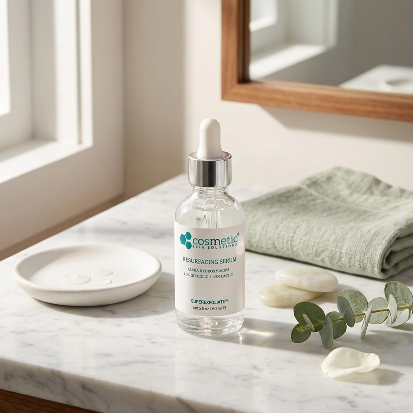 Resurfacing Serum, Gentle Liquid Exfoliator with Glycolic & Lactic Acid, Pore Minimizer & Skin Retexturizing Face Serum for Smooth, Soft & Radiant Beauty & Personal Care Cosmetic Skin Solutions