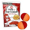 Tub O Ketchup Bath Bombs - Funny Ketchup Colored Bath Balls for Men - XL Black Cherry Bath Fizzers, Handcrafted, Made in America, 2 Count Beauty & Personal Care Gears Out