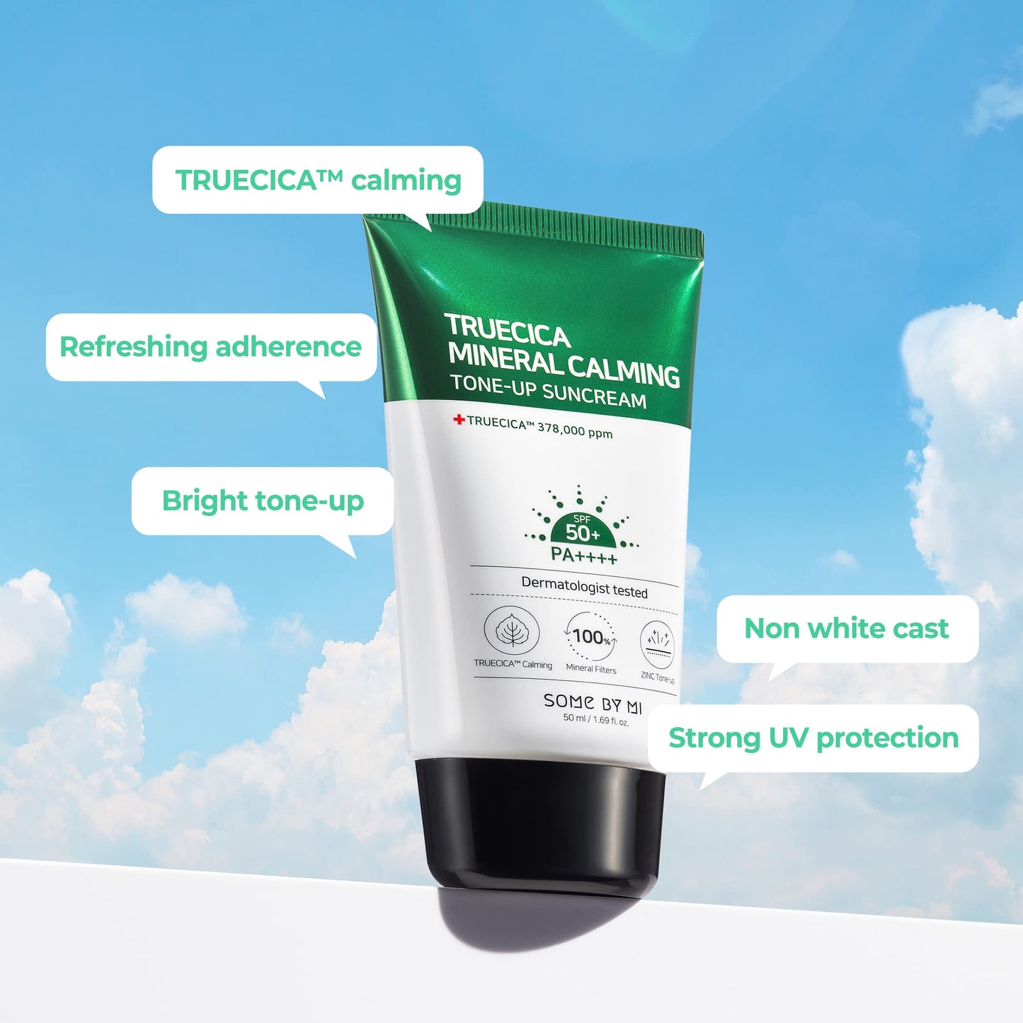 SOME BY MI Truecica Mineral Calming Tone-Up Suncream / SPF50+, PA++++ / 1.69Oz, 50ml / Brightening and Calming Effect/Mild Sun and UV Protection Beauty & Personal Care SOME BY MI