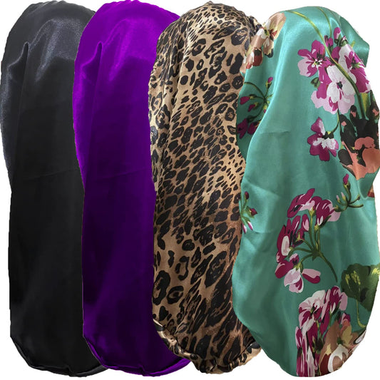 4 Pcs Satin Bonnet for Women, Long Sleep Cap Soft Silky Bonnet for Braids Beauty and Personal Care Wzl Wlg Default Title