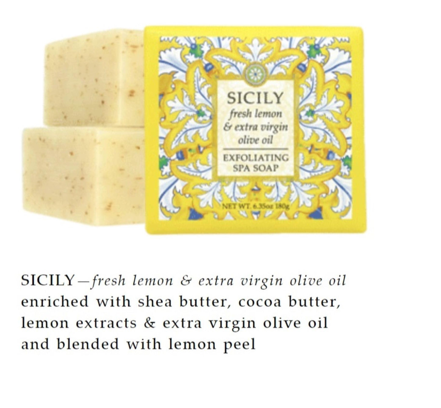 Greenwich Bay Trading Co., Sicily Exfoliating Spa Soap, Set of 3 Square Bars, 6.35 Ounces Each Beauty & Personal Care Greenwich Bay