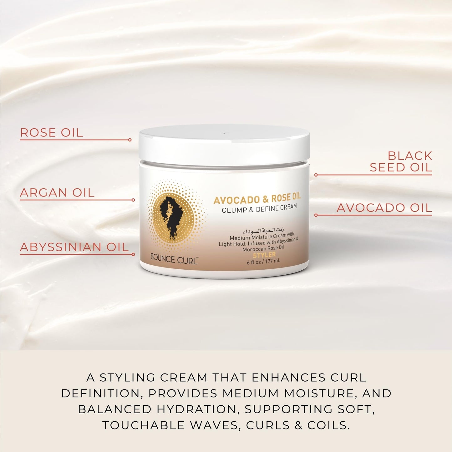 Bounce Curl Avocado and Rose Oil Clump and Define Cream Curl Cream for Curly Hair with Light Hold and Moisture Beauty & Personal Care Bounce Curl