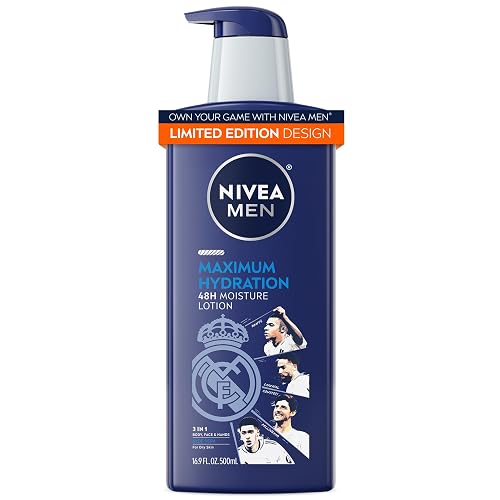 NIVEA MEN Real Madrid Limited Edition Design Maximum Hydration 48-Hour Moisture Body Lotion for Dry Skin, Aloe Vera Lotion for Men, 3-in-1 Body, Face Beauty & Personal Care NIVEA MEN