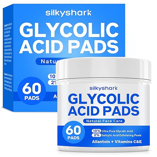 SilkyShark Glycolic Acid Resurfacing Pads (60 Count), 10% Ultra Pure + 2% Salicylic Acid, Exfoliating Peel Pads for Face, Effective Chemical Peel Beauty & Personal Care SilkyShark