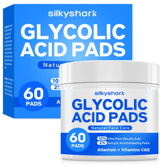 SilkyShark Glycolic Acid Resurfacing Pads (60 Count), 10% Ultra Pure + 2% Salicylic Acid, Exfoliating Peel Pads for Face, Effective Chemical Peel Beauty & Personal Care SilkyShark
