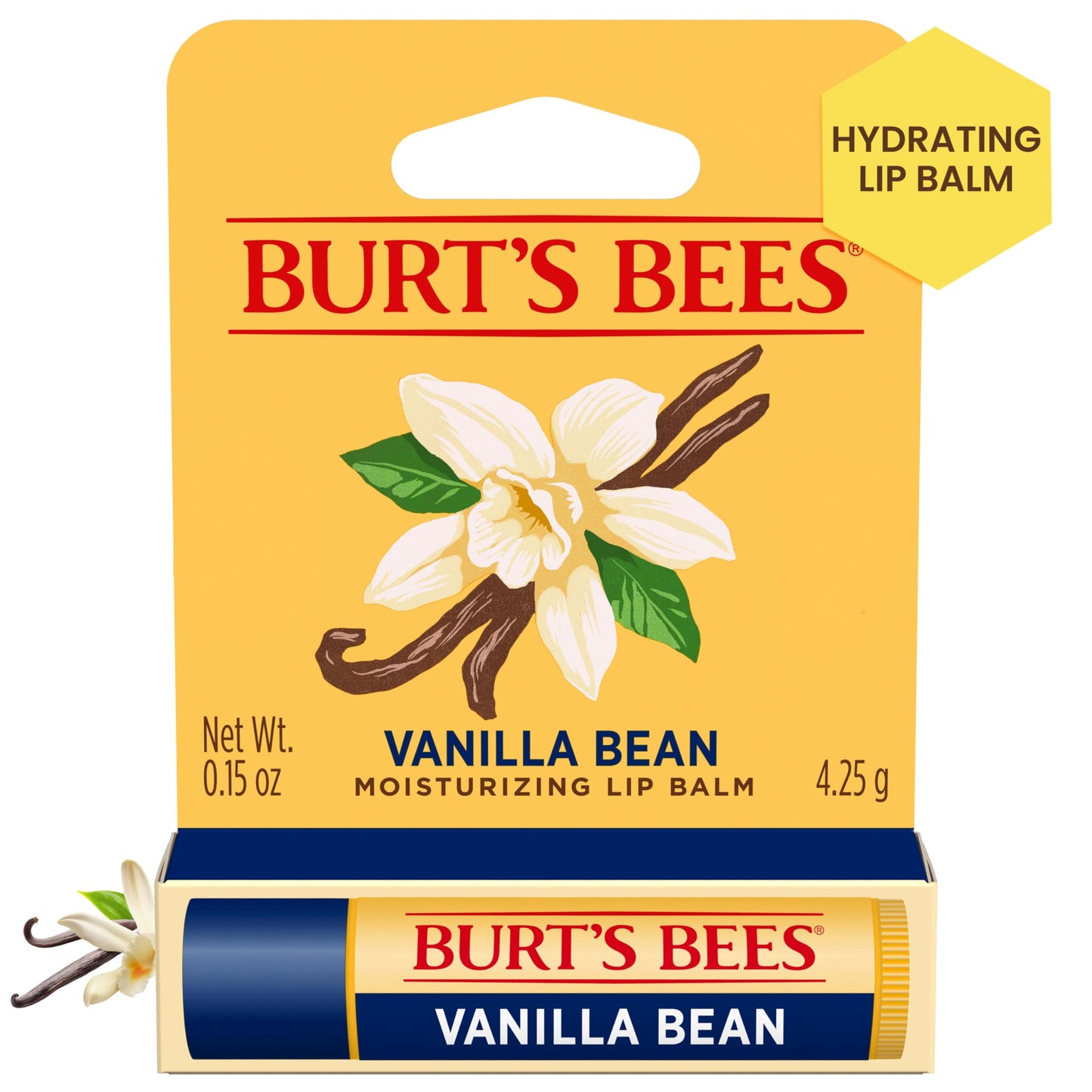 Burt's Bees Vanilla Bean Lip Balm, Lip Moisturizer With Responsibly Sourced Beeswax, Tint-Free, Natural Conditioning Lip Treatment, 1 Tube, 0.15 oz. Beauty & Personal Care Burt's Bees