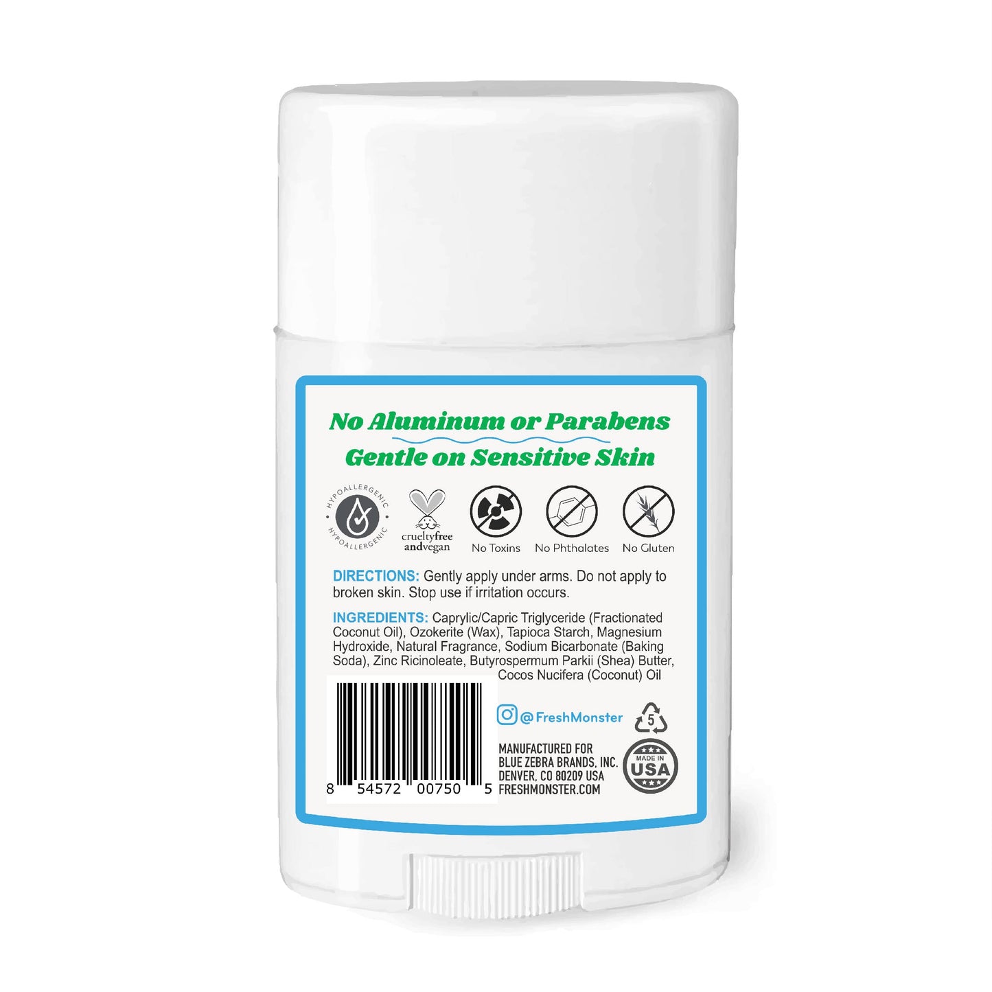 Fresh Monster Natural Deodorant for Kids and Teens I Aluminum-Free, Paraben-Free and Hypoallergenic I Dermatologist Tested I 24-Hour Protection I Beauty and Personal Care Fresh Monster