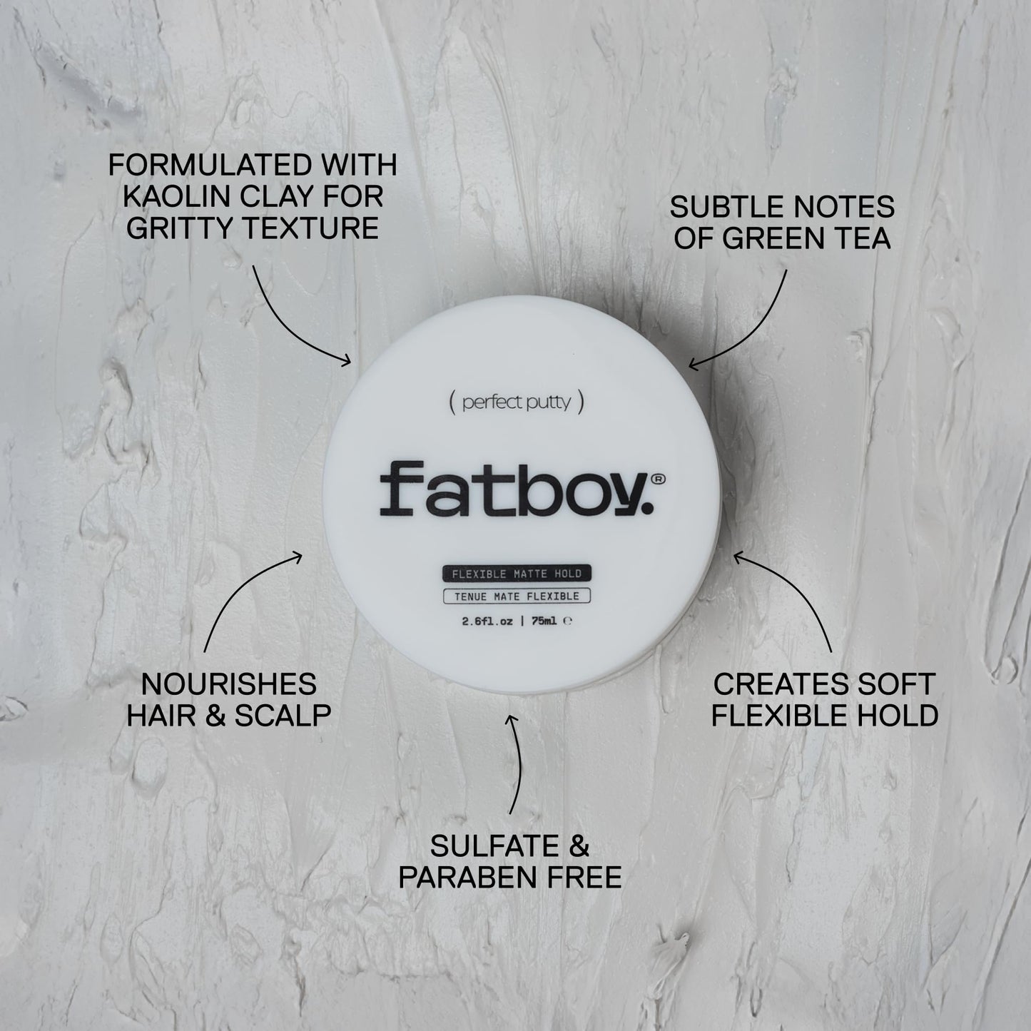 Fatboy Hair Perfect Putty, Styling Kaolin Clay Putty, Medium Hold for Volume & Texture, Matte Finish, Hair Care for All Hair Types, Flexible Beauty & Personal Care Fatboy Hair