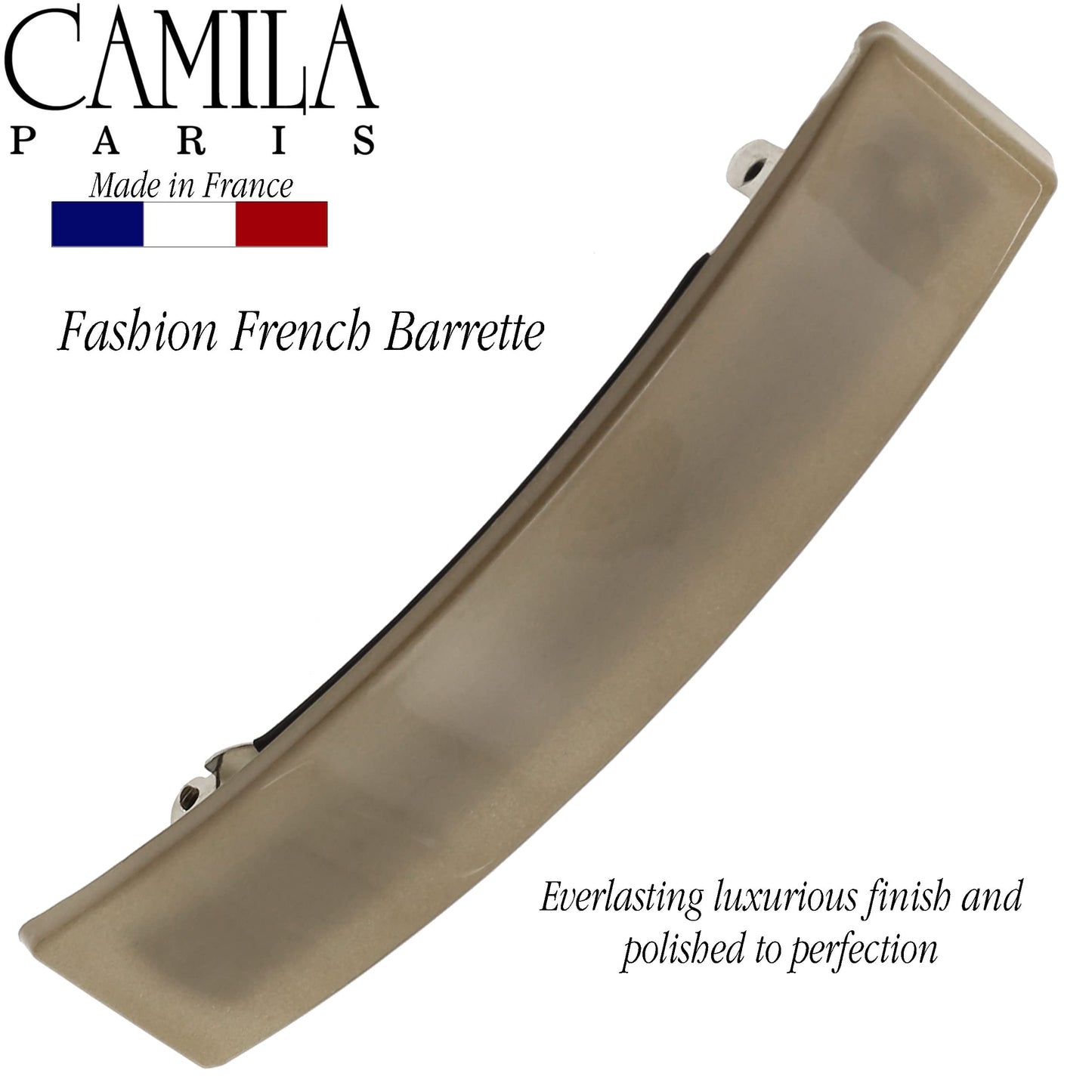 Camila Paris CP3385 French Hair Barrette Clip for Girls, Beige Rubberized Metal Clasp, Strong Hold Grip Hair Clips for Women, No Slip Durable Styling Beauty & Personal Care Camila