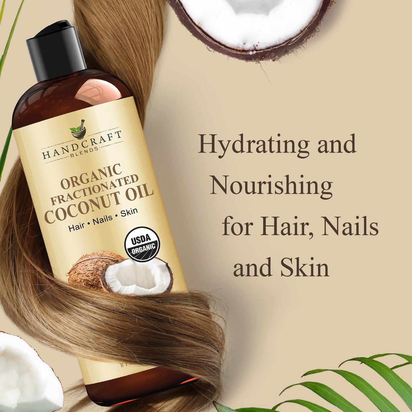 Handcraft Blends Organic Fractionated Coconut Oil - 100% Pure and Natural - Bath & Body Oil - Premium Grade Carrier Oil - Skin - Hair - Body - Massage Beauty and Personal Care Handcraft Blends