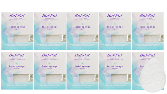 Buf-Puf Facial Sponge, Dermatologist Developed, Removes Deep Down Dirt & Makeup That Causes Breakouts and Blackheads, Reusable, Exfoliating, White, 10 Beauty and Personal Care Buf-Puf