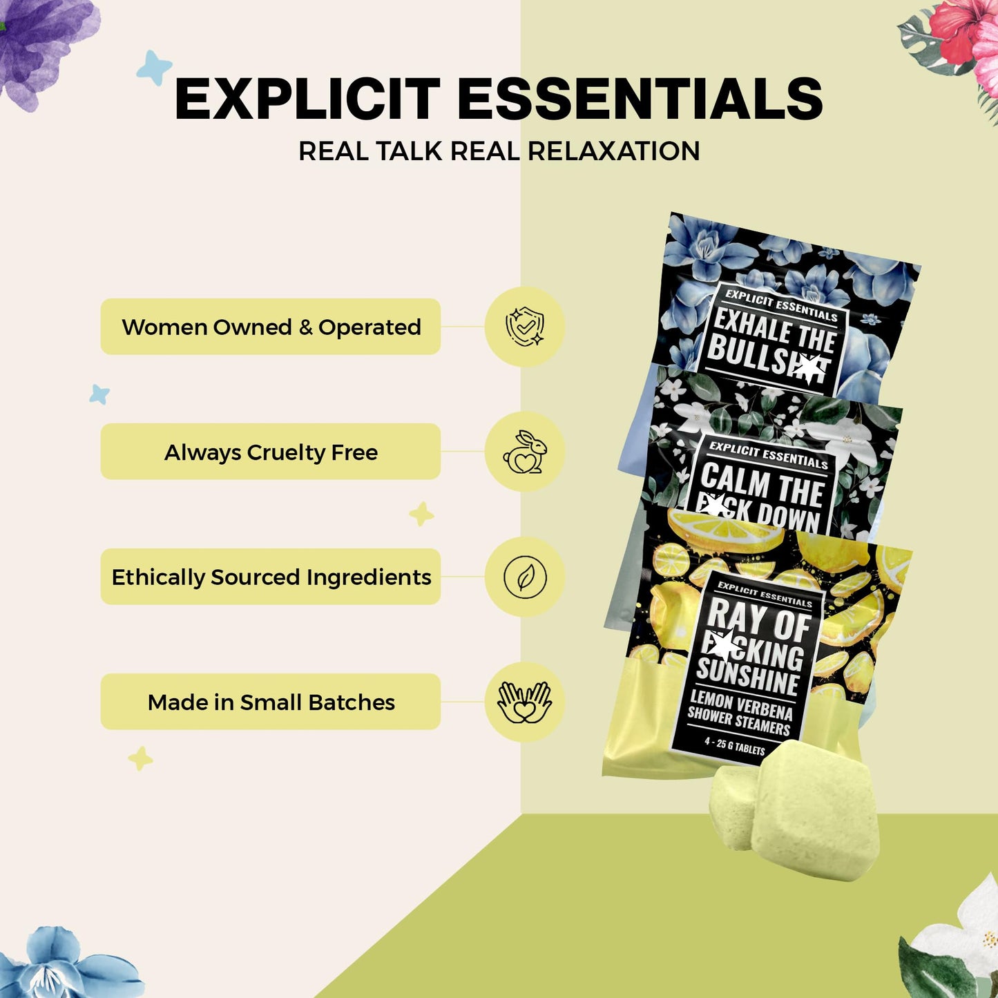 Explicit Essentials Shower Steamers Gift Set - 12 Aromatherapy Shower Steamers (3 Scent Trio) - Eucalyptus Mint, Jasmine Vanilla & Lemon Eucalyptus Beauty and Personal Care Explicit Essentials