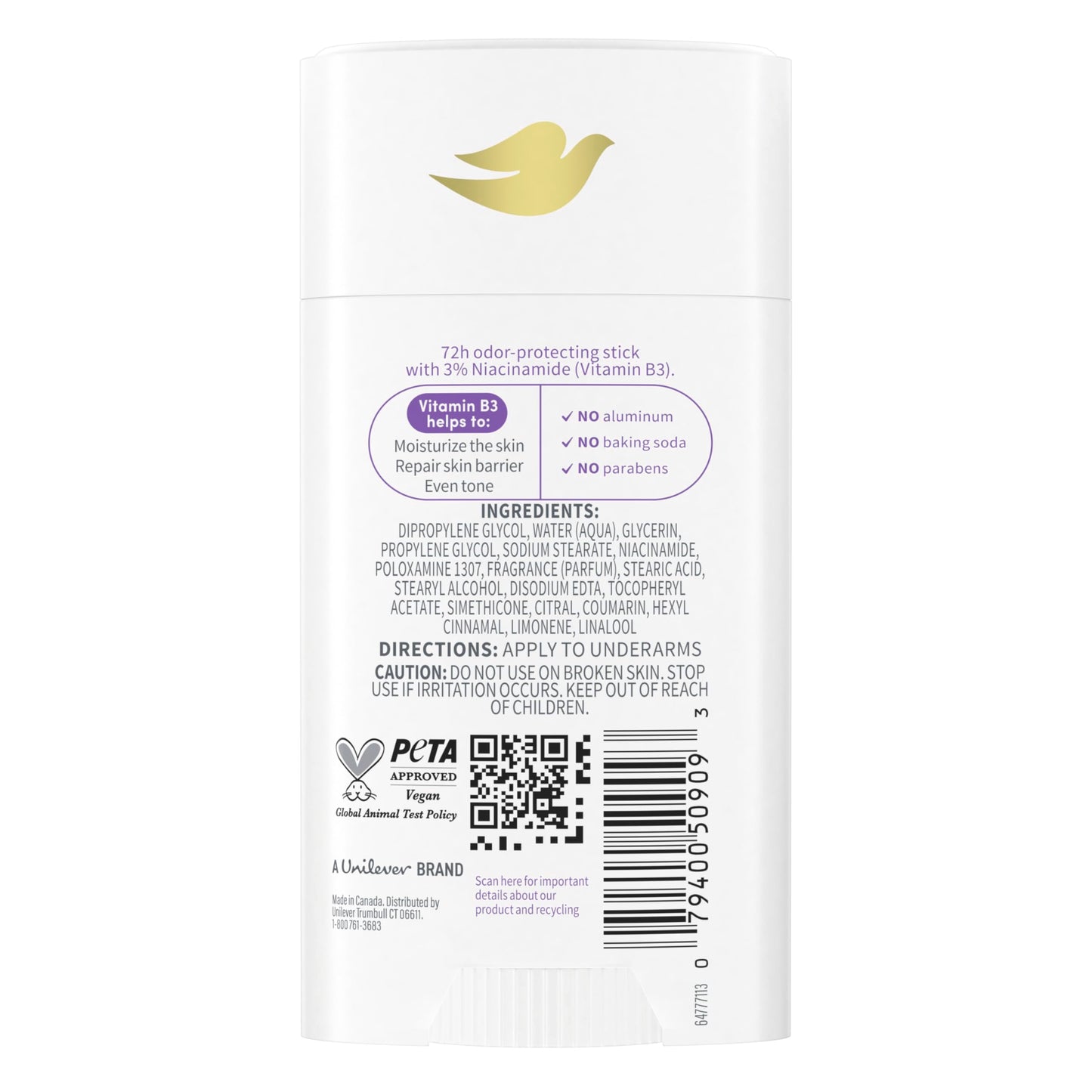 Dove VitaminCare+ Aluminum Free Deodorant Stick for 72H Odor Protection Lavender & Chamomile Breathable Deodorant for Women 2.6 oz Beauty and Personal Care Dove