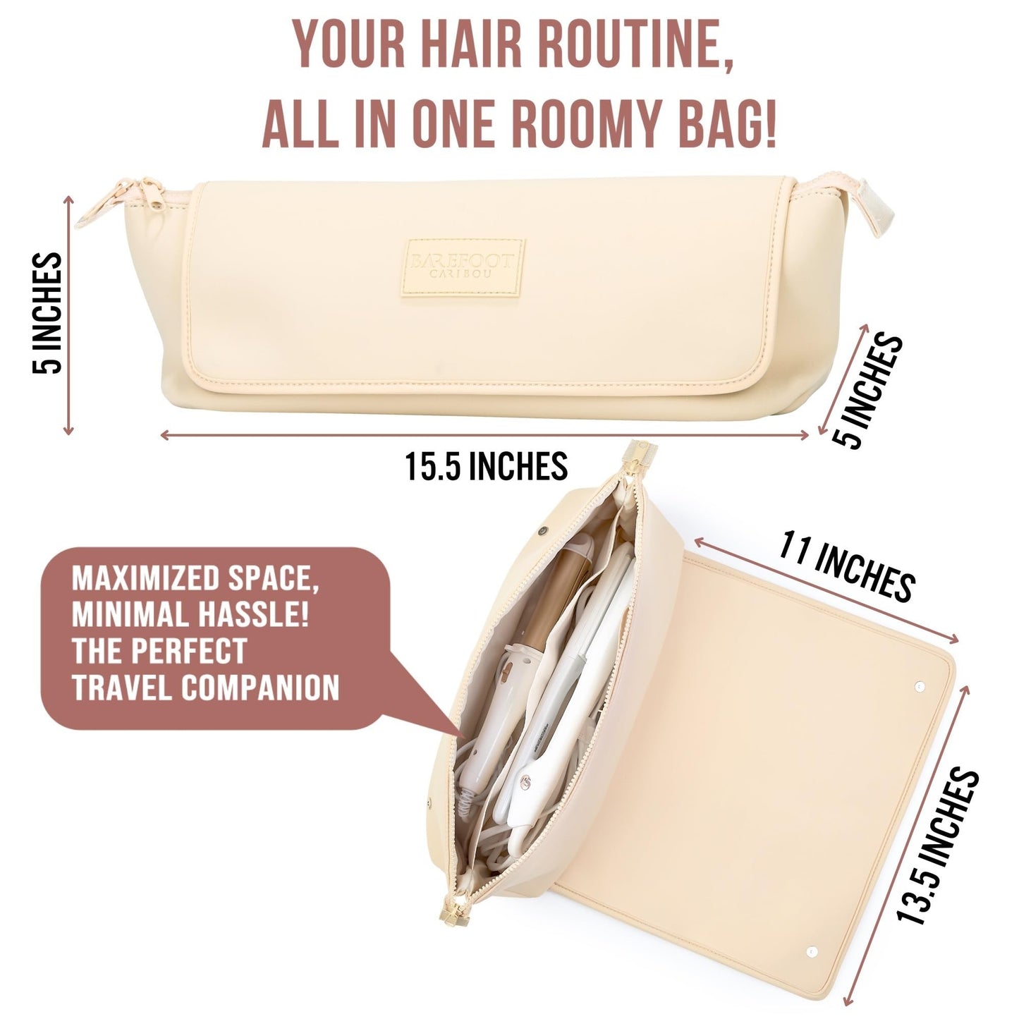 BAREFOOT CARIBOU Hair Tools Travel Bag and Heat Resistant Mat for Flat Irons, Straighteners, Curling Iron, and Haircare Accessories, 2-in-1 design Beauty & Personal Care BAREFOOT CARIBOU