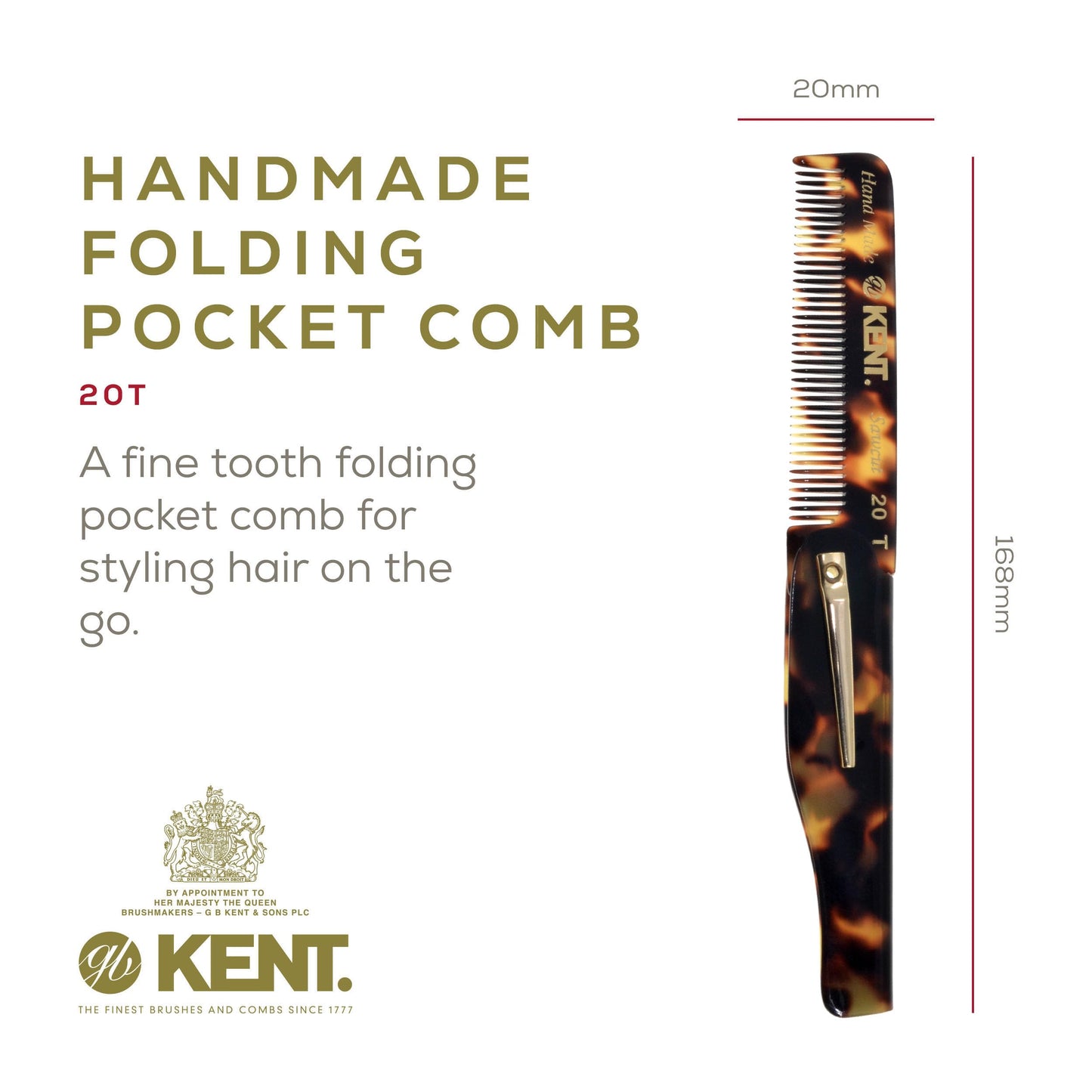 Kent Set Men's Hair Pocket Combs, 81T X-Small, 20T Fine Tooth Folding Comb. Best Hair, Beard and Mustache Grooming Kit for Travel and Home Care Beauty and Personal Care KENT