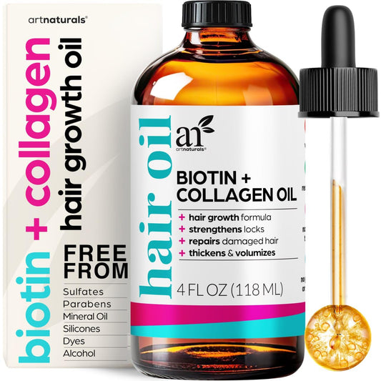 artnaturals Biotin Collagen Hair Oil 4.0oz - Growth Promoting Volumizing Formula - Reduce Hair Loss, Strengthens and Nourishes Hair - Controls Frizz Beauty & Personal Care Artnaturals