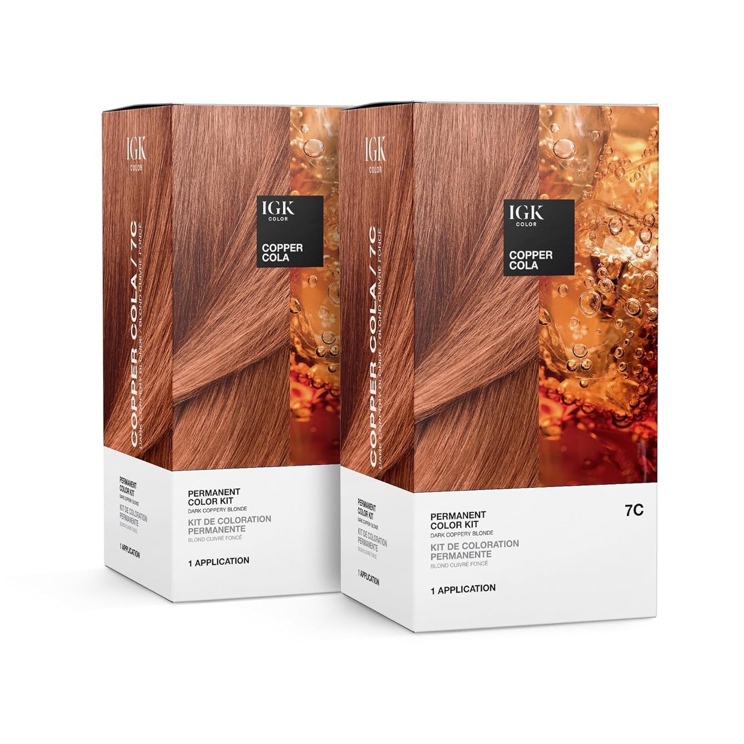IGK Permanent Hair Color Kit | 7C Copper Cola - Dark Coppery Blonde | 100% Gray Color Coverage + Strengthen + Shine | Ammonia Free Beauty & Personal Care IGK