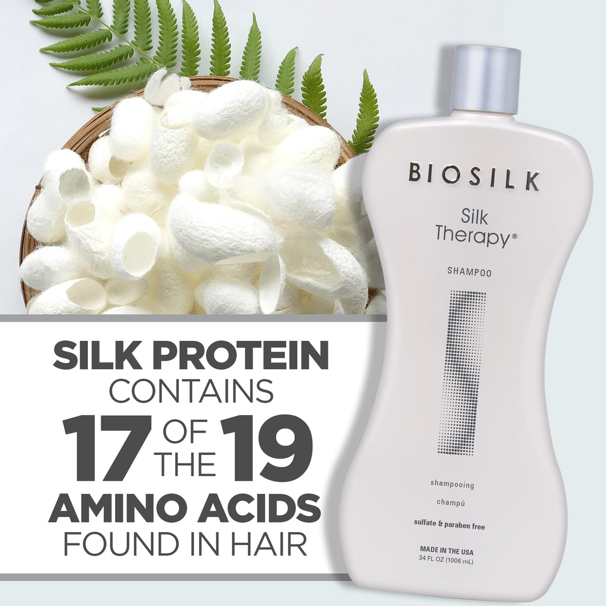 BioSilk Silk Therapy Shampoo, Gentle Hair Cleanser for Healthy, Shiny Hair, Conditions with Silk Proteins & Botanical Extracts, Sulfate-Free Beauty & Personal Care BioSilk