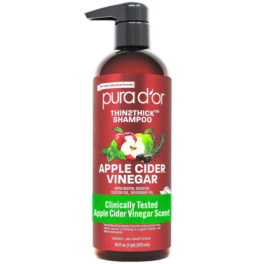 PURA D'OR Apple Cider Vinegar Shampoo for Clarifying and Volume, 16oz