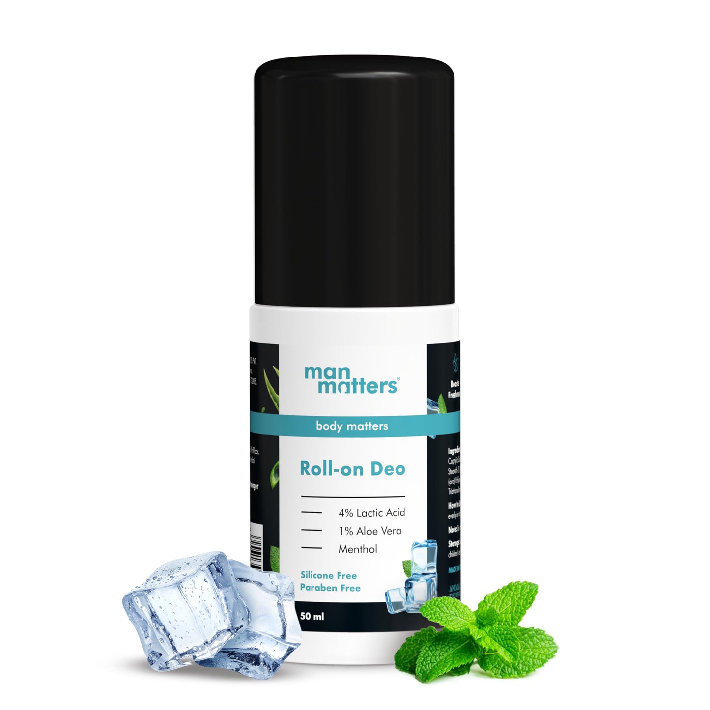 Man Matters Underarm Deodrant Roll-On 50 Ml - Long Lasting Cooling Freshness, Removes Bad Odour, Brightens Underarms - 4% Lactic Acid, 1% Aloe Vera Beauty and Personal Care Man Matters