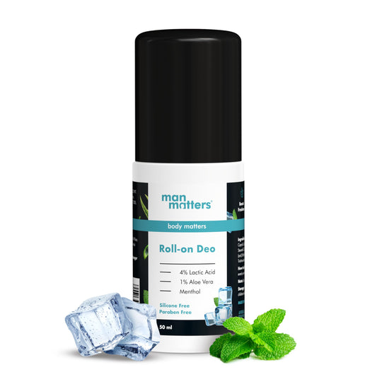 Man Matters Underarm Deodrant Roll-On 50 Ml - Long Lasting Cooling Freshness, Removes Bad Odour, Brightens Underarms - 4% Lactic Acid, 1% Aloe Vera Beauty and Personal Care Man Matters