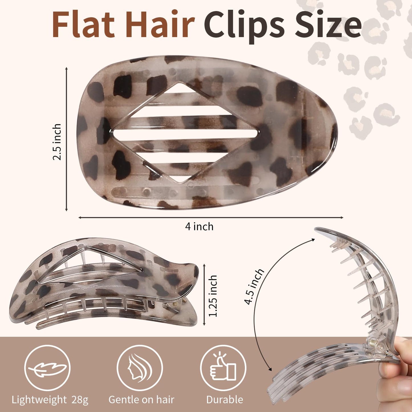 10 PCS Flat Hair Clips for Women - Large Matte & Tortoise Hair Claw Clips, 4.2 Inch Strong Hold Non-Slip Jaw Clips for Thick/Thin Hair, Neutral Beauty and Personal Care CHANDAT