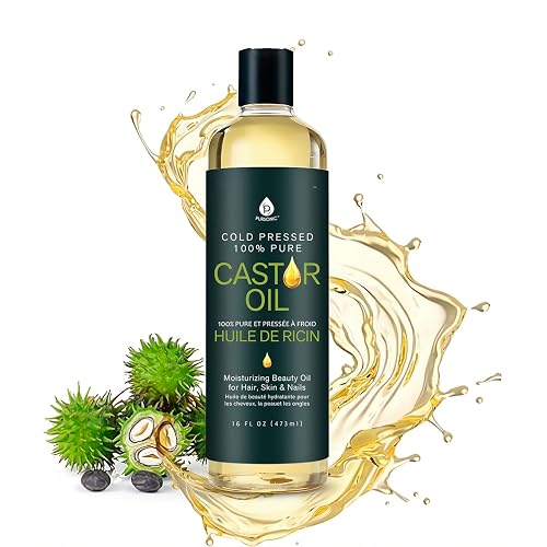 Pursonic Castor Oil (16oz) Cold-Pressed, 100% Pure, Hexane-Free Castor Oil-Moisturizing & Healing, For Dry Skin, Hair Growth - For Skin, Hair Care Beauty & Personal Care PURSONIC
