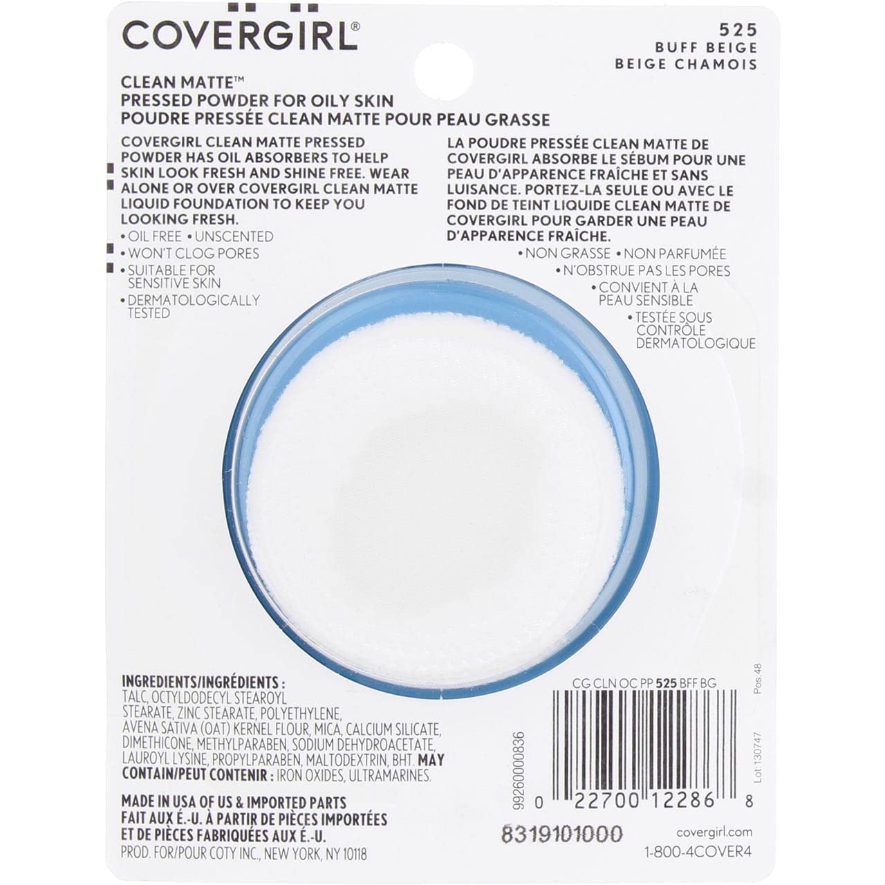 CoverGirl Oil Control Compact Pressed Powder, Buff Beige [525], 0.35 oz (Pack of 3) Beauty & Personal Care COVERGIRL