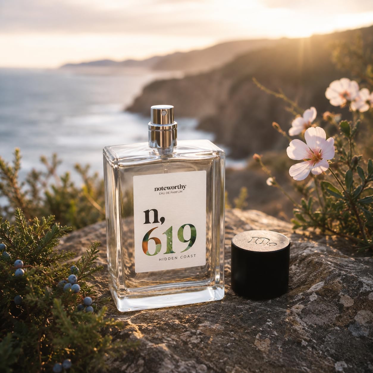 Noteworthy n,619 Hidden Coast Eau De Parfum - Juniper, Geranium, Suede | Warm Woody Amber Fragrance with Aromatic Citrus Notes for Any Occasion | Beauty & Personal Care Noteworthy