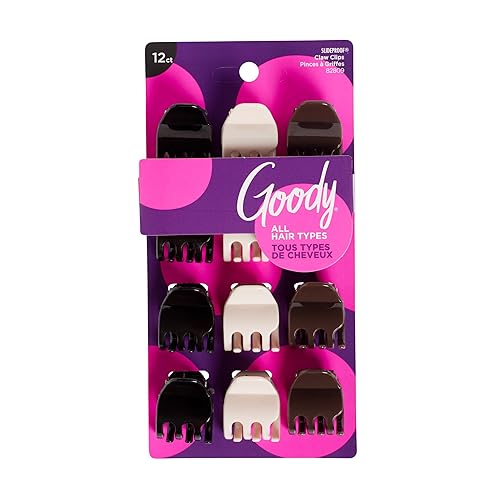 Goody SlideProof Mini Claw Clips - 12 Ct, Neutral Tones, Secure Grip Hair Styling Accessories for Women & Men, All Hair Types Beauty & Personal Care GOODY