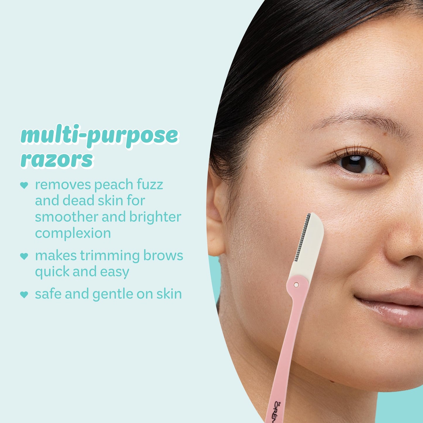 The Crème Shop Retractable Multi-Purpose Razors for Women - 4pc Face & Brow Razors, Dermaplaning Tool - Travel Size Toiletries Essential (Pastel) Beauty and Personal Care The Crème Shop
