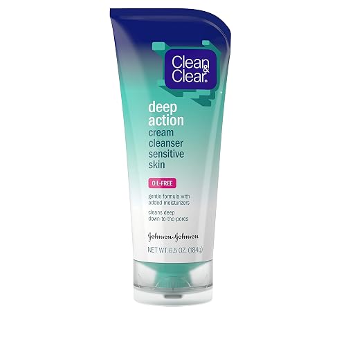 Clean & Clear Deep Action Cream Facial Cleanser for Sensitive Skin, Gentle Daily Face Wash with Oil-Free, 6.5 oz Beauty & Personal Care Clean & Clear