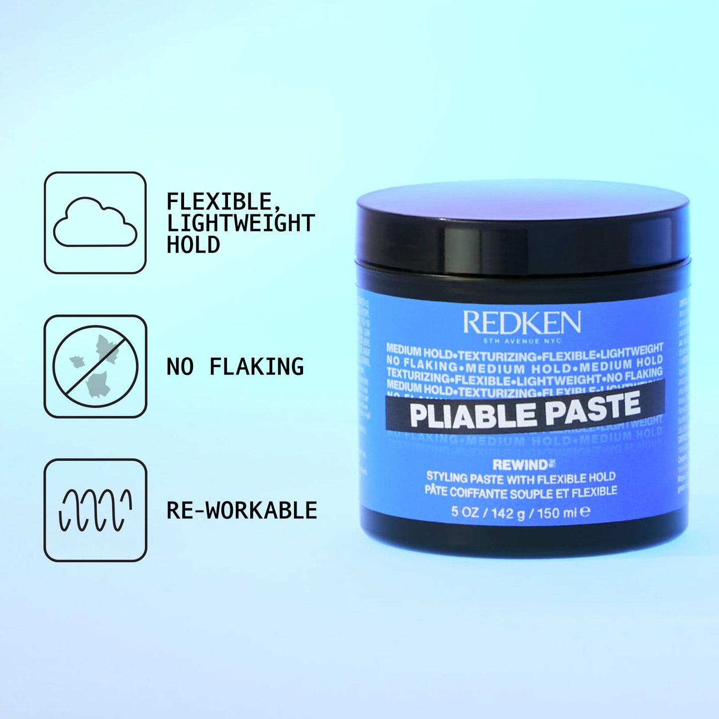Redken Pliable Styling Paste With Flexible Hold For All Hair Types - Adds Lightweight, Flexible Texture & Moisture, Medium Hold Beauty & Personal Care Redken