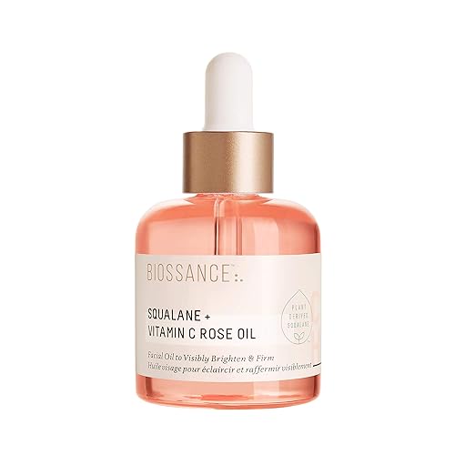 BIOSSANCE Squalane + Vitamin C Rose Advanced Facial Oil - Brightening, Firming, and Hydrating Serum for All Skin Types - Chios Crystal Oil, Damascus Beauty & Personal Care BIOSSANCE