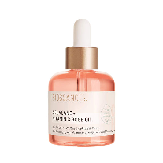 BIOSSANCE Squalane + Vitamin C Rose Advanced Facial Oil - Brightening, Firming, and Hydrating Serum for All Skin Types - Chios Crystal Oil, Damascus Beauty & Personal Care BIOSSANCE