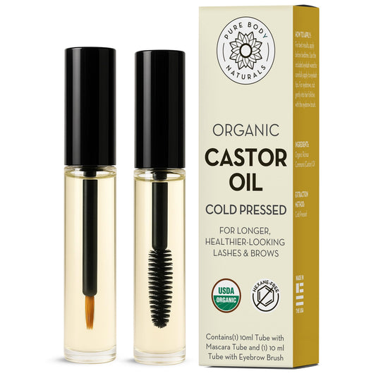 Pure Body Naturals Castor Oil for Eyelashes and Eyebrows - Nourishing Brow & Lash Growth Serum - Castor Oil Organic, Cold Pressed, Hexane Free - 2 Beauty and Personal Care Pure Body Naturals Default Title