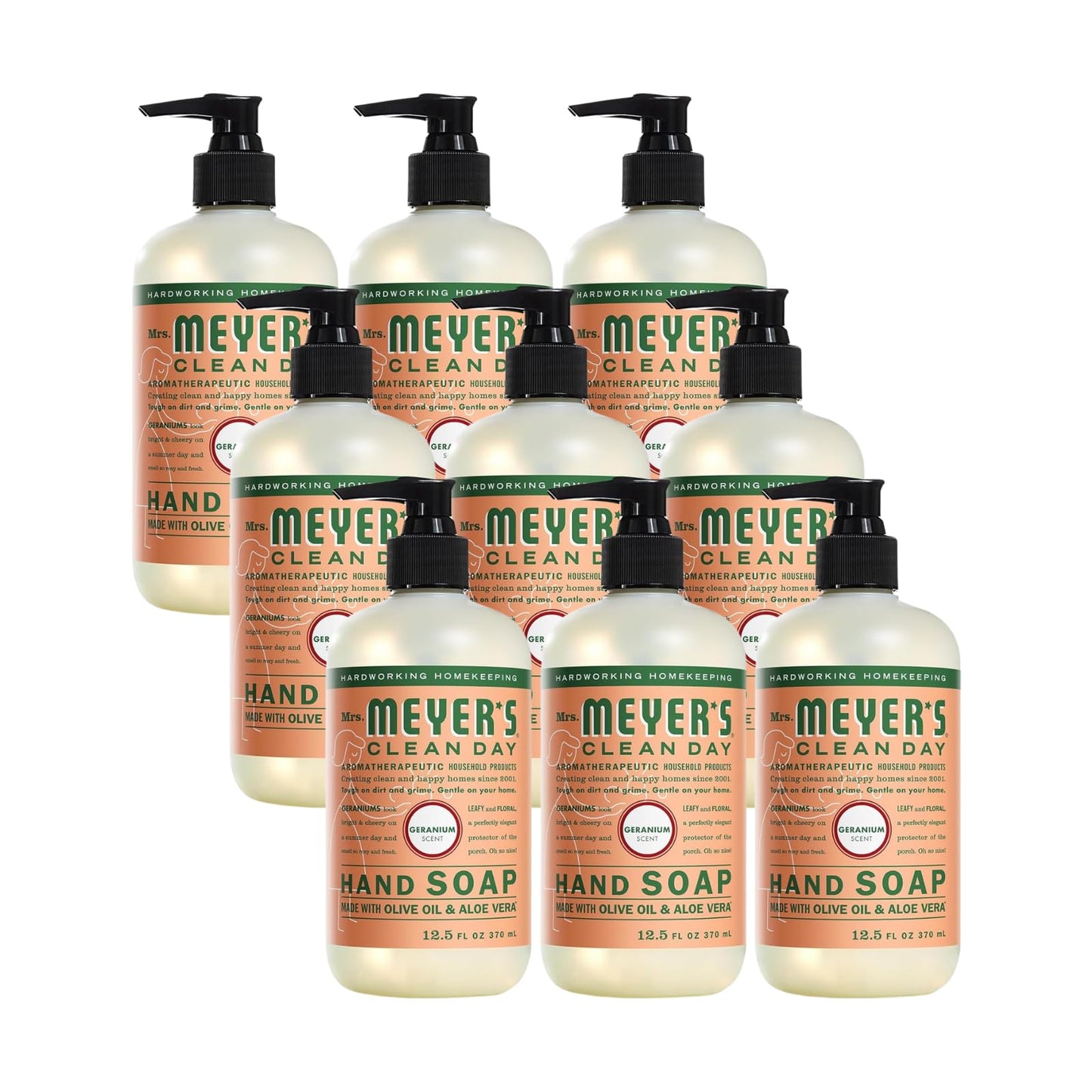 MRS. MEYER'S CLEAN DAY Liquid Hand Soap Geranium 12.5 Fl Oz (Pack of 9) Beauty & Personal Care Mrs. MEYER'S