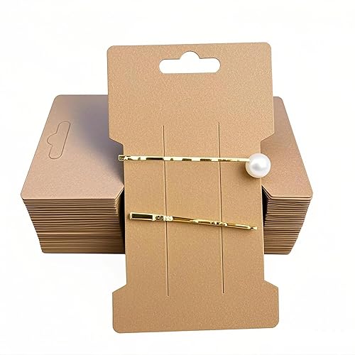 Doromy Hair Clip Display Cards, 100 Packs Rectangular Hair Barrettes Jewelry Display Holder Brown Kraft Paper Cards for Hair Accessories Displaying Beauty & Personal Care Doromy