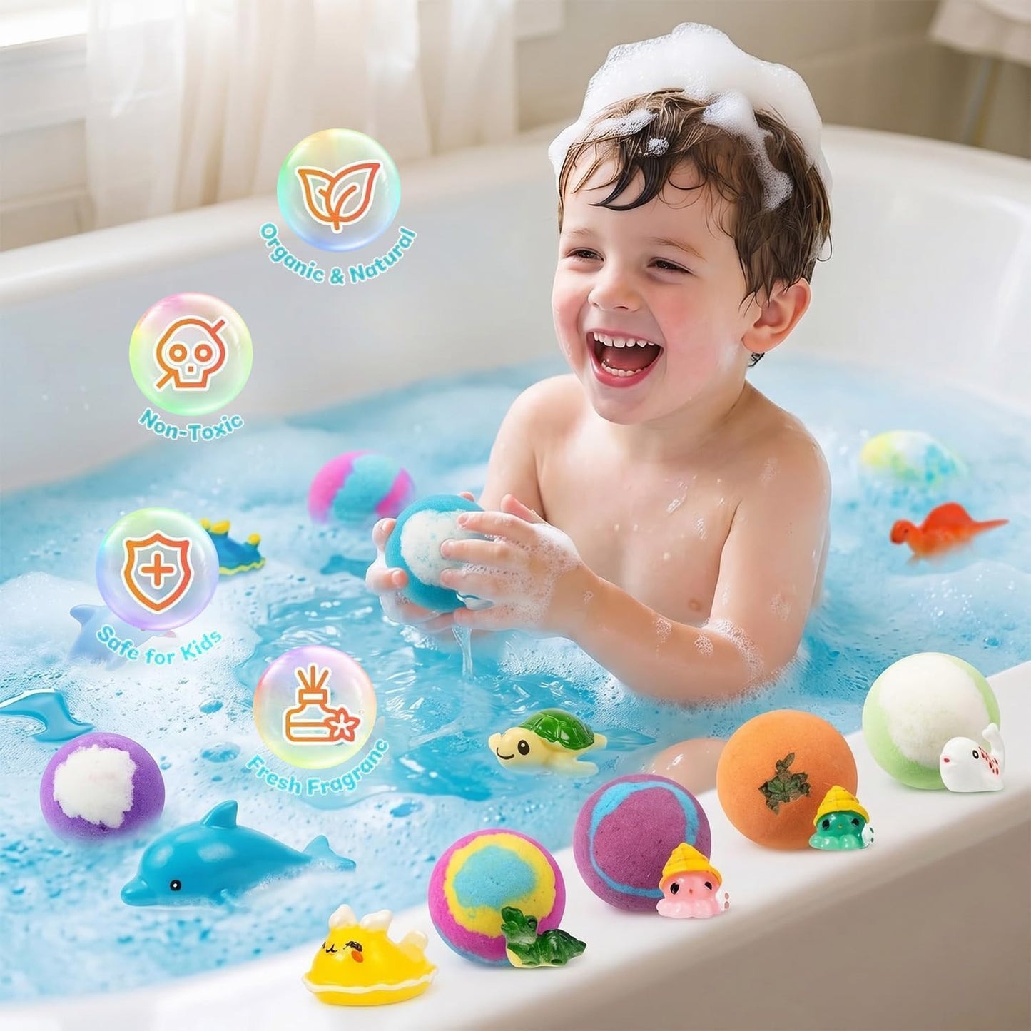 Ocean Toy Bath Salt Ball Sleeve Box Bath Bombs, 2026 New 12 Pack Bath Gift Bombs with Surprise Inside, Ocean Theme Bath Fizzies, Fizzy Bubble Bath Beauty and Personal Care Blissal